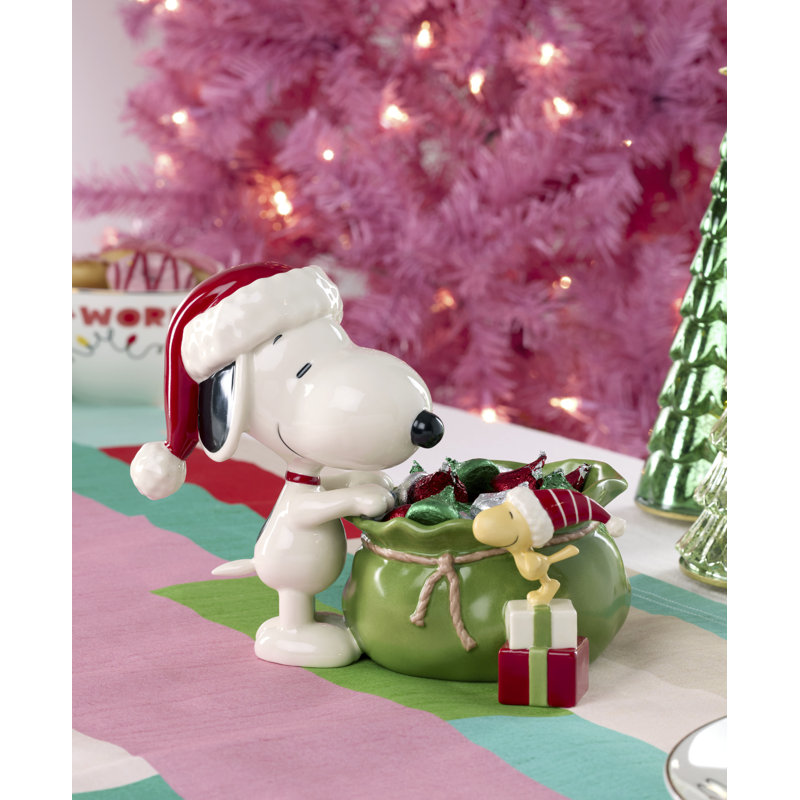 Lenox Snoopy Christmas Santa Sack Candy Bowl & Reviews | Perigold